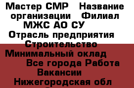 Мастер СМР › Название организации ­ Филиал МЖС АО СУ-155 › Отрасль предприятия ­ Строительство › Минимальный оклад ­ 35 000 - Все города Работа » Вакансии   . Нижегородская обл.,Саров г.